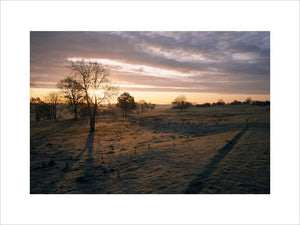 A sunrise view of Minchinhampton Common looking towards Burleigh from near Bownham