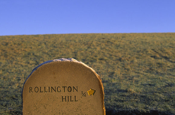 A footpath direction sign, pointing to Rollington Hill (Not NT property) from East Hill, near Corfe Castle (grid reference SY963822)
