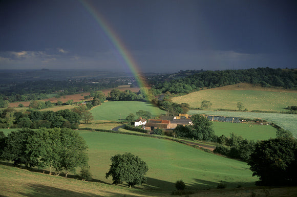 A farmstead amidst fields in the Clent Hills, Hereford & Worcester