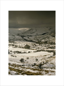 View across the landscape at Edale from the Mam Nick Road under snow