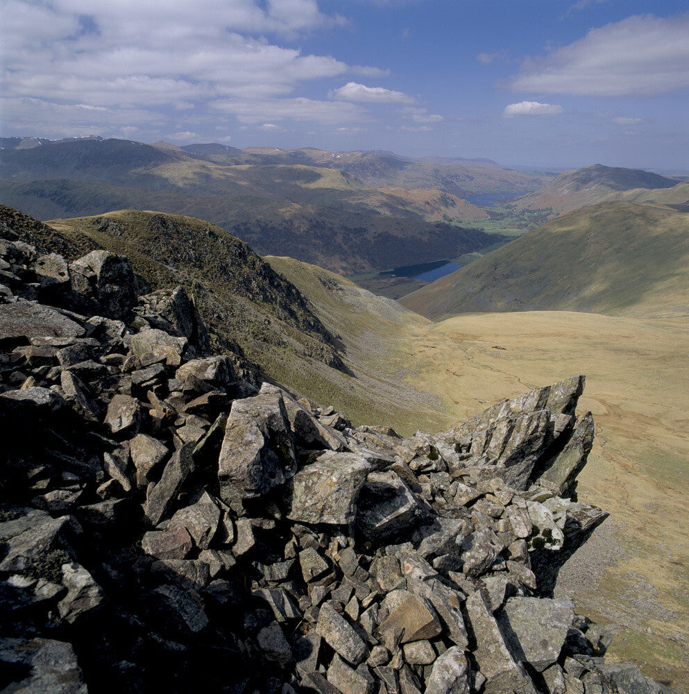View from east of Kirkstone Path of shattered rocks below Caudale Head ...