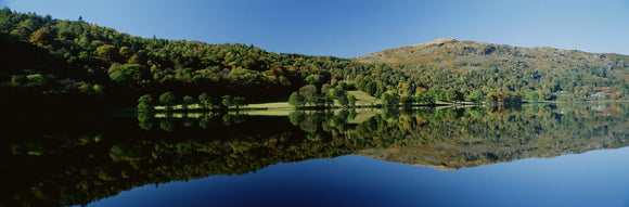 Flat calm in morning light on Grasmere, Lake District, Cumbria