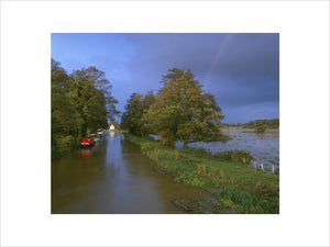 A flooded view of Triggs Lock at The River Wey Navigation, Surrey