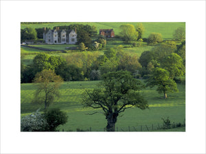 A view across the countryside to Wilderhope Manor