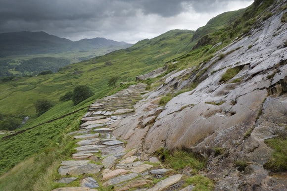 The Watkin Path, one of six main routes to the summit of Snowdon, on Hafod Y Llan farm, Snowdonia, Wales