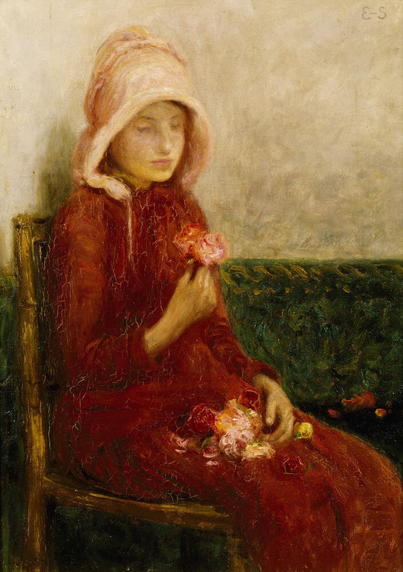 RED ROSES by Edward Stott (1859-1918) from the Drawing Room at Standen