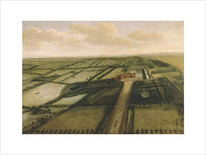 BIRD'S EYE VIEW OF CLANDON by Leendert Knyff (1650-1722) in The Green Damask Room at Clandon Park C/P/37