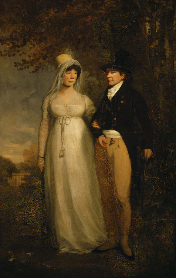 PENELOPE BLATHWAYT AND HER HUSBAND JEREMIAH PIERCE CRANE' a double portrait, artist unknown, English early C19th