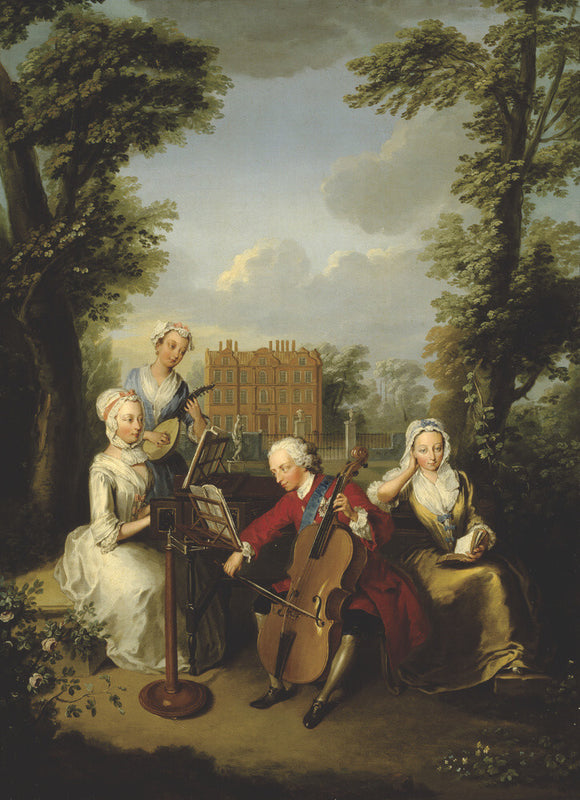 FREDERICK, PRINCE OF WALES (1707-51) AND HIS SISTERS MAKING MUSIC AT KEW c.1733 by Philippe Mercier 1689-1760