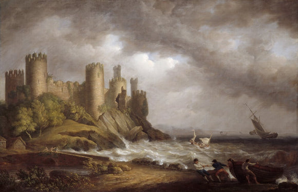 A painting of A VIEW OF CONWAY CASTLE by Nicholas Pocock