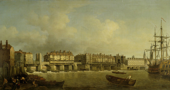 OLD LONDON BRIDGE by Samuel Scott (18th-century) from the Drawing Room at Felbrigg Hall