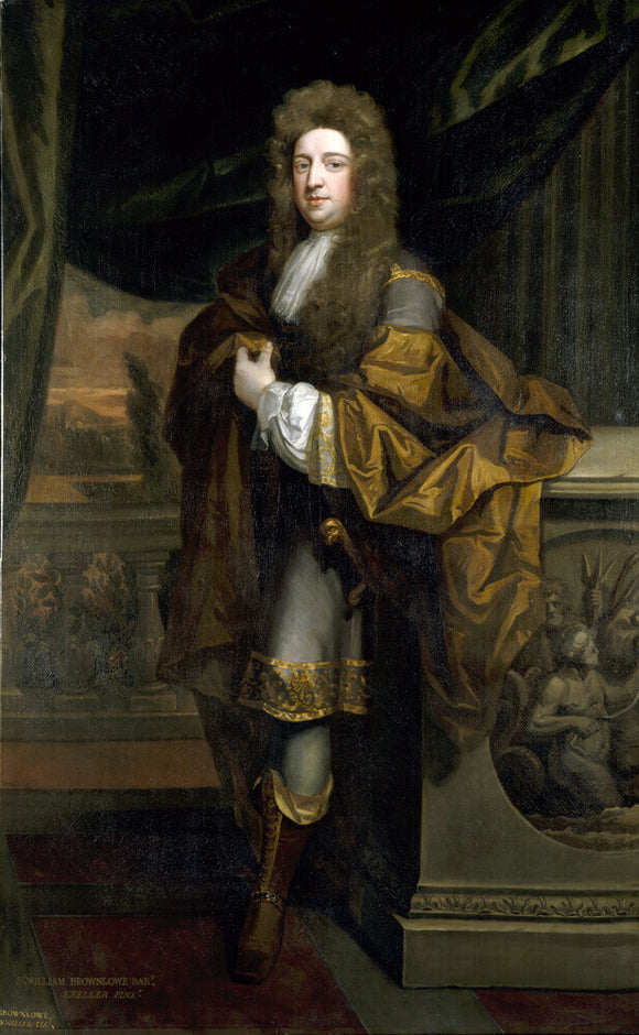 PORTRAIT OF SIR WILLIAM BROWNLOW by Godfrey Kneller, post- conservation, at Belton House