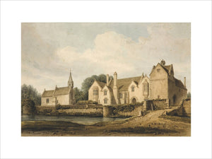 North West View of Great Chalfield House and Church, Wiltshire - a watercolour painting by J.C.Buckler, 1823.