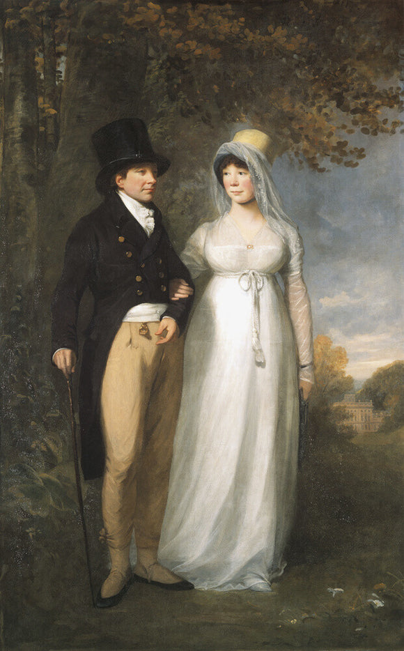 WILLIAM IV BLATHWAYT & his wife FRANCES, with Dyrham Park in the background
