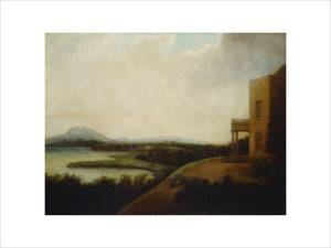 An oil painting of Strangford Lough in the Music Room at Mount Stewart
