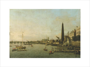 VIEW OF THE THAMES NEAR WESTMINSTER, by Giovanni Antonio Canale, called Canaletto, 1697-1768, in the Breakfast Room at Penrhyn Castle, showing Westminster Abbey