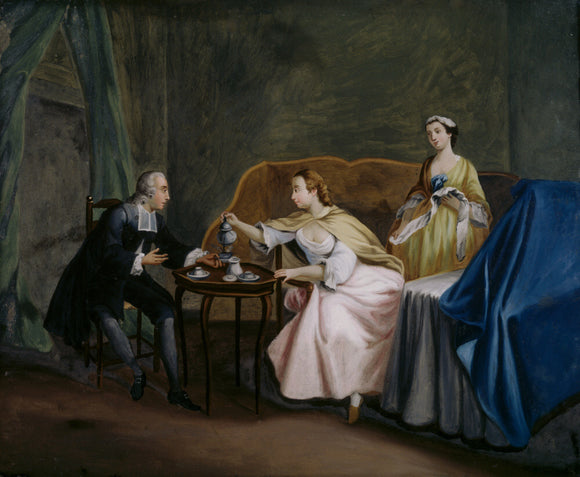 A painting of a scene on glass, in Fenton House