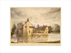 BADDESLEY CLINTON HALL by Rebecca Dulcibella Orpen with swans swimming on the moat