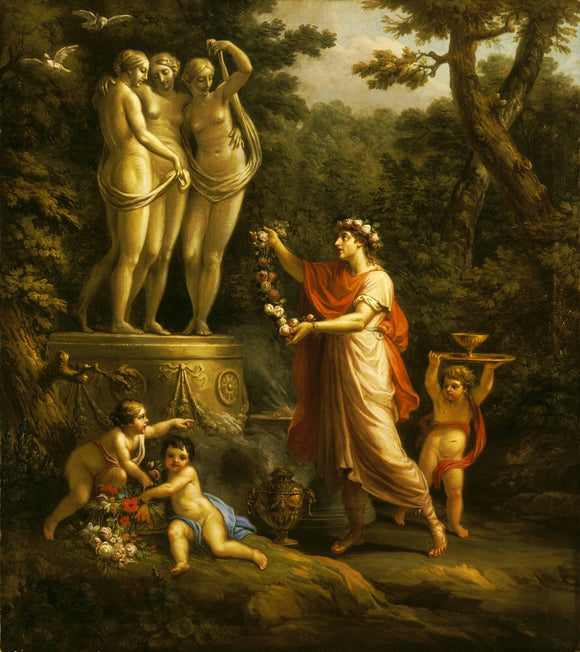 ANACREON GARLANDING THE THREE GRACES by Antonio Zucchio (1726-1795) fr ...