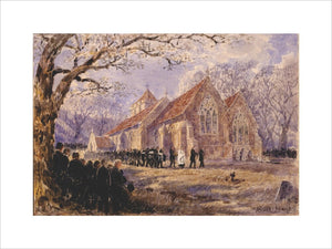 LORD BEACONSFIELD'S CORTEGE OUTSIDE HUGHENDEN CHURCH by Alfred Maile, 1881 taken in the Bartolozzi Room at Hughenden Manor