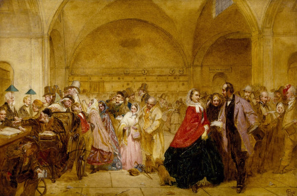 DIVIDEND DAY AT THE BANK OF ENGLAND by G E Hicks (1824-1917) from Wimpole Hall