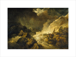 STORM AND AVALANCHE NEAR THE SCHEIDECK (exh 1804) by Philip James de Loutherbourg (1740-1812) from the North Gallery at Petworth House (Dec 1992)