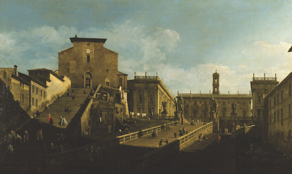 PIAZZA DEL CAMPIDOGLIO painted by Bellotto, housed at Petworth in the Beauty Room