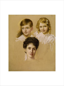 J. ERNEST BREUN (1862- 1921) "Penelope Theobald Countess of Stamford, and her two children"