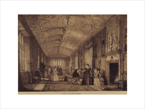 LONG GALLERY AT LANHYDROCK from Nash's "Mansion of England" 1841