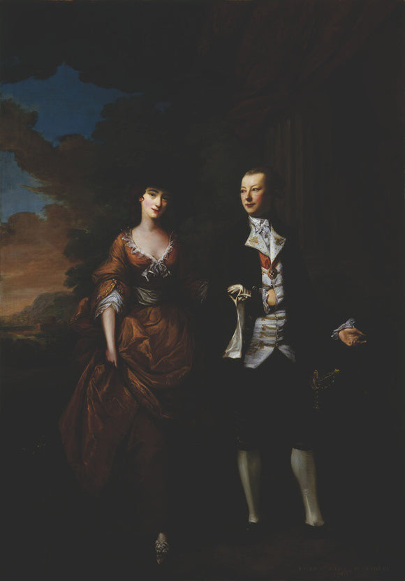 THE 1st LORD AND LADY SCARSDALE WALKING IN THE GROUNDS OF KEDLESTON, by Nathaniel Hone, (1718-1784) dated 1761