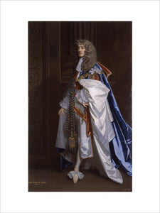 JAMES II AS DUKE OF YORK IN HIS GARTER ROBES by the studio of Sir Peter Lely, 1674, at Kedleston Hall, Derbyshire