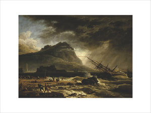 FOUR TIMES OF DAY, MIDDAY: A SHIP OFFSHORE, FOUNDERING IN A STORM by Joseph Vernet (1714-1789) at Uppark