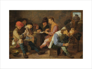 BOORS SMOKING AND DRINKING after Adriaen Brouwer (?) (ca.1605-1638)