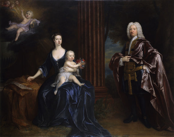 SIR NATHANIEL CURZON WITH HIS WIFE MARY ASSHETON AND THEIR SONS JOHN AND NATHANIEL by Jonathan Richardson the Elder, (1664/5-1745)