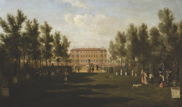 HAM HOUSE FROM THE SOUTH by Henry Danckerts (1625-1680), c.1675-9, an inset painting in the White Closet at Ham House, Richmond-upon-Thames.