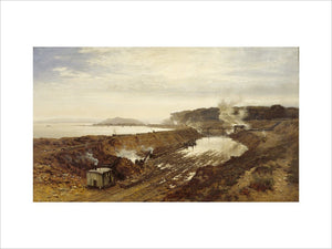 THE EXCAVATION OF THE MANCHESTER SHIP CANAL: EASTHAM CUTTING WITH MOUNT MAINSTAY IN THE DISTANCE by BW Leader (1831-1923) at Tatton Park