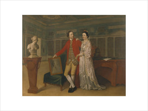 SIR ROWLAND AND LADY WINN IN THE LIBRARY now attributed to Hugh Douglas Hamilton, 1770, in the Library at Nostell Priory. Owned by the National Trust.