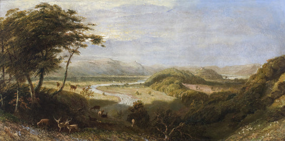 TOWY VALLEY WITH DYNEVOR CASTLE, circle of James Linnell (1826-1905), in the Drawing Room at Newton House, Dinefwr, Carmarthenshire, Wales. Paxton Tower can be seen in the distance.