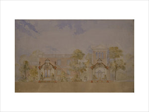 Two North-South cross-sections of the Orangery wing, left hand viewed from West, right hand from East. Drawings by H E Kendall