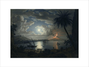 MOUNT VESUVIUS BY MOONLIGHT, THE ERUPTION OF 1787 by Giovanni Battista Lusiere (c. 1755-1821)
