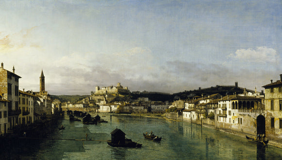 VIEW OF VERONA FROM THE PONTE NUOVO by Bernado Bellotto (1720-80) in the Oak Drawing Room at Powis Castle