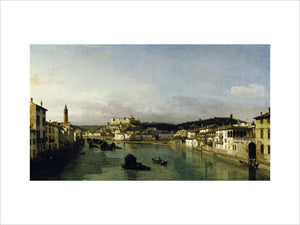 VIEW OF VERONA FROM THE PONTE NUOVO by Bernado Bellotto (1720-80) in the Oak Drawing Room at Powis Castle