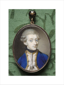 CAPTAIN THE HON. JOHN TOLLEMACHE, RN (1744-1777) by James Scoular (1741-1787), a miniature in oval frame in the Green Closet at Ham House, Richmond-upon-Thames