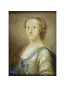 YOUNG GIRL IN A BLUE TRIMMED DRESS, English School