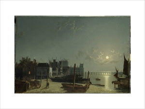 WESTMINSTER FROM HORSEFERRY BY MOONLIGHT, by Abraham Pether (1756-1812), at Dorneywood