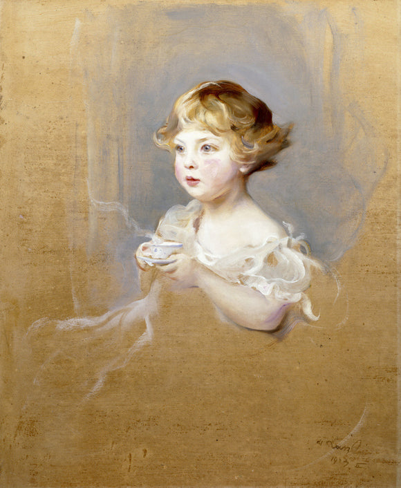 Lady Mairi Stewart by Philip Alexius de Laszlo (1869-1937), in the drawing room of Mount Stewart