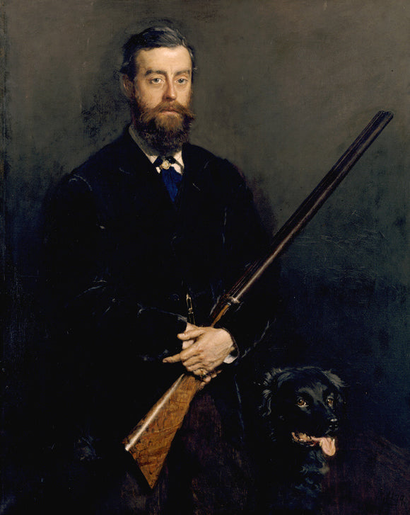 ANTONY GIBBS (1841-1907), a portrait with his hunting dog and gun
