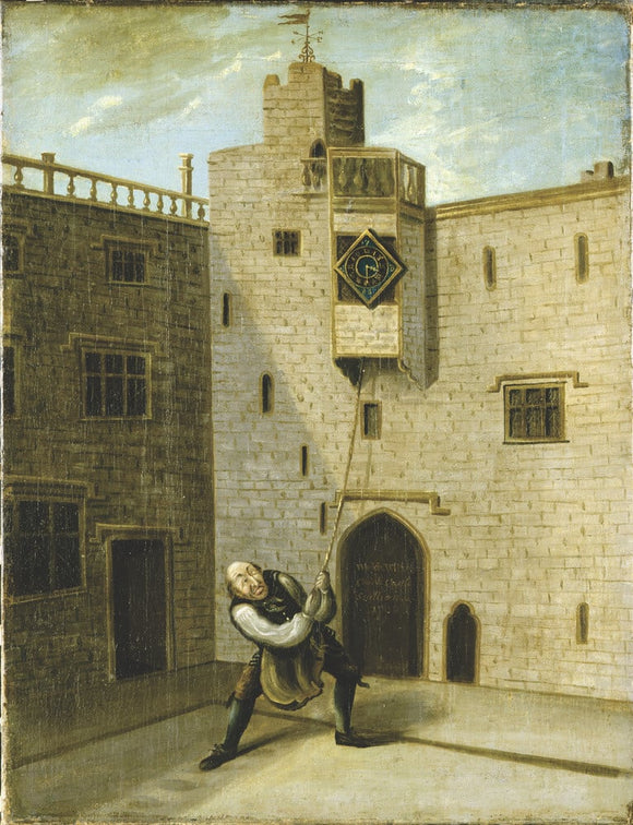 SERVANT RINGING THE CLOCK BELL by an unknown artist