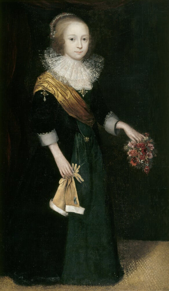 PORTRAIT OF A YOUNG GIRL, oil on canvas by Daniel Mytens in the Great Hall at Clevedon Court