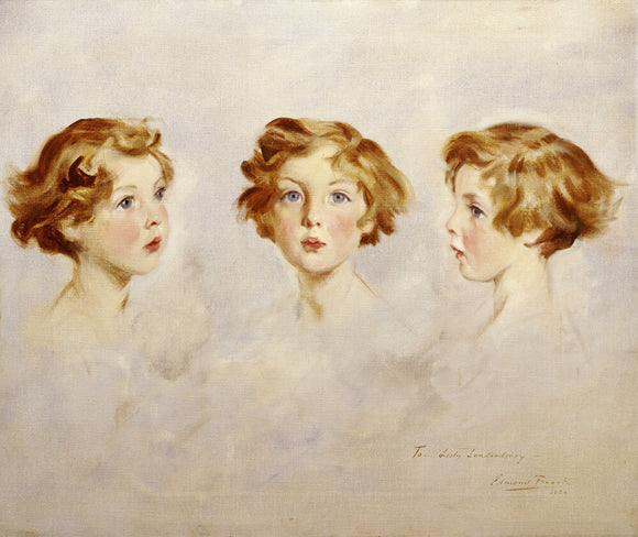 FACE ON AND TWO SIDE VIEWS OF LADY MAIRI STEWART by Edmond Brock, 1924